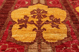 Red William Morris Hand Knotted Wool Rug - 9' 1" X 11' 6" - Golden Nile
