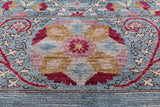 Blue William Morris Hand Knotted Wool Rug - 9' 3" X 11' 5" - Golden Nile