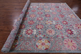 Blue William Morris Hand Knotted Wool Rug - 9' 3" X 11' 5" - Golden Nile