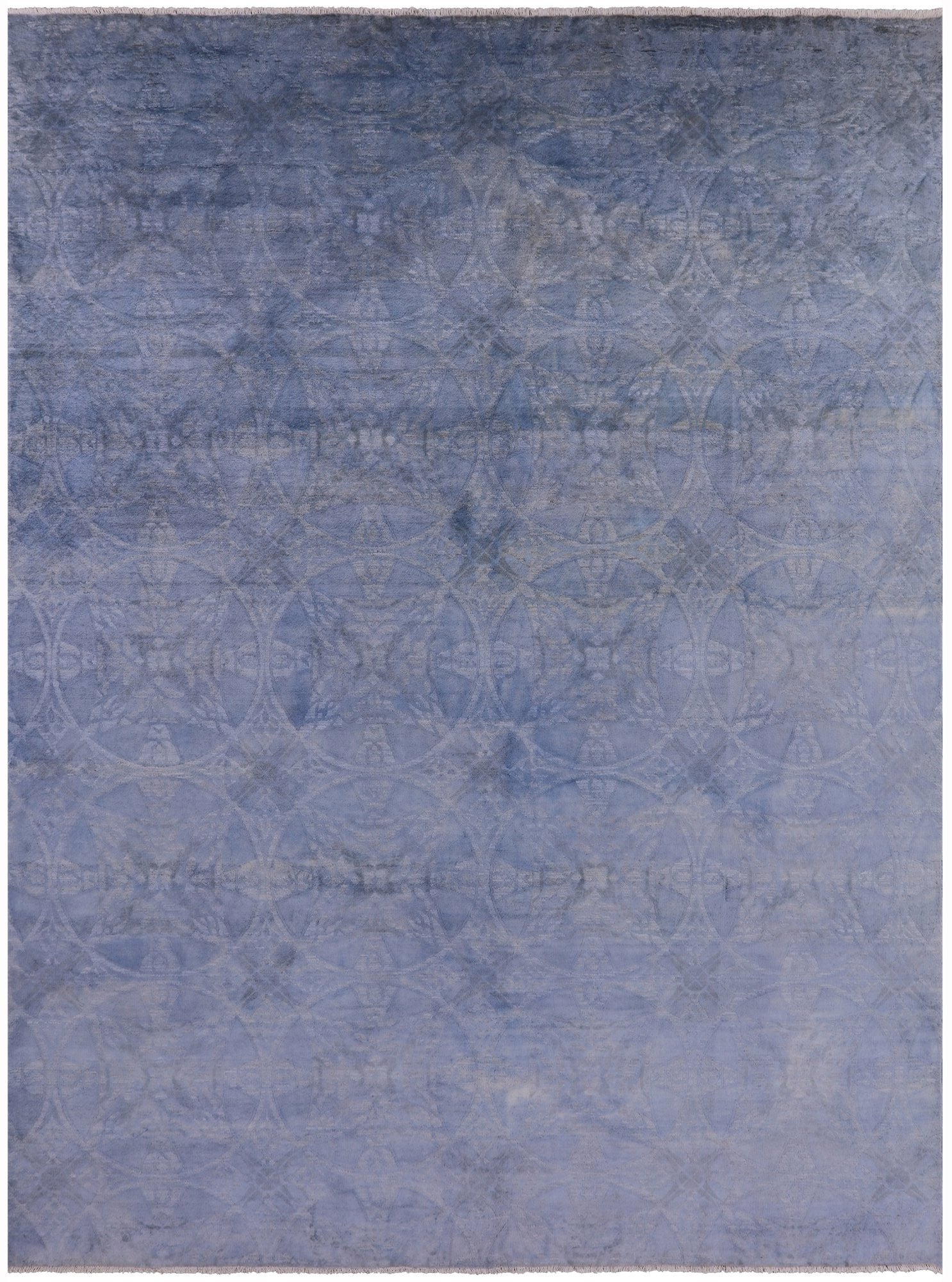 Blue Full Pile Overdyed Handmade Wool Rug - 9' 2" X 12' 3" - Golden Nile