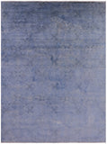 Blue Full Pile Overdyed Handmade Wool Rug - 9' 2" X 12' 3" - Golden Nile