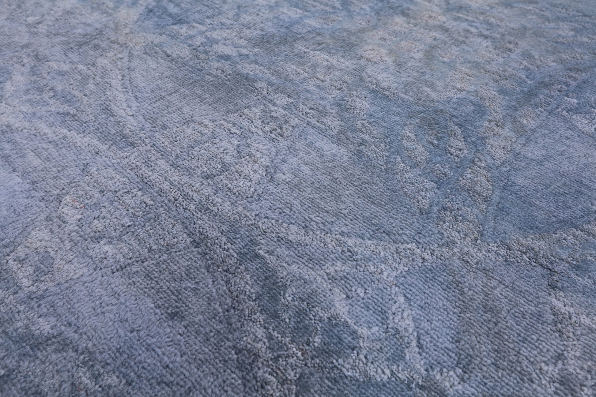 Blue Full Pile Overdyed Handmade Wool Rug - 9' 2" X 12' 3" - Golden Nile