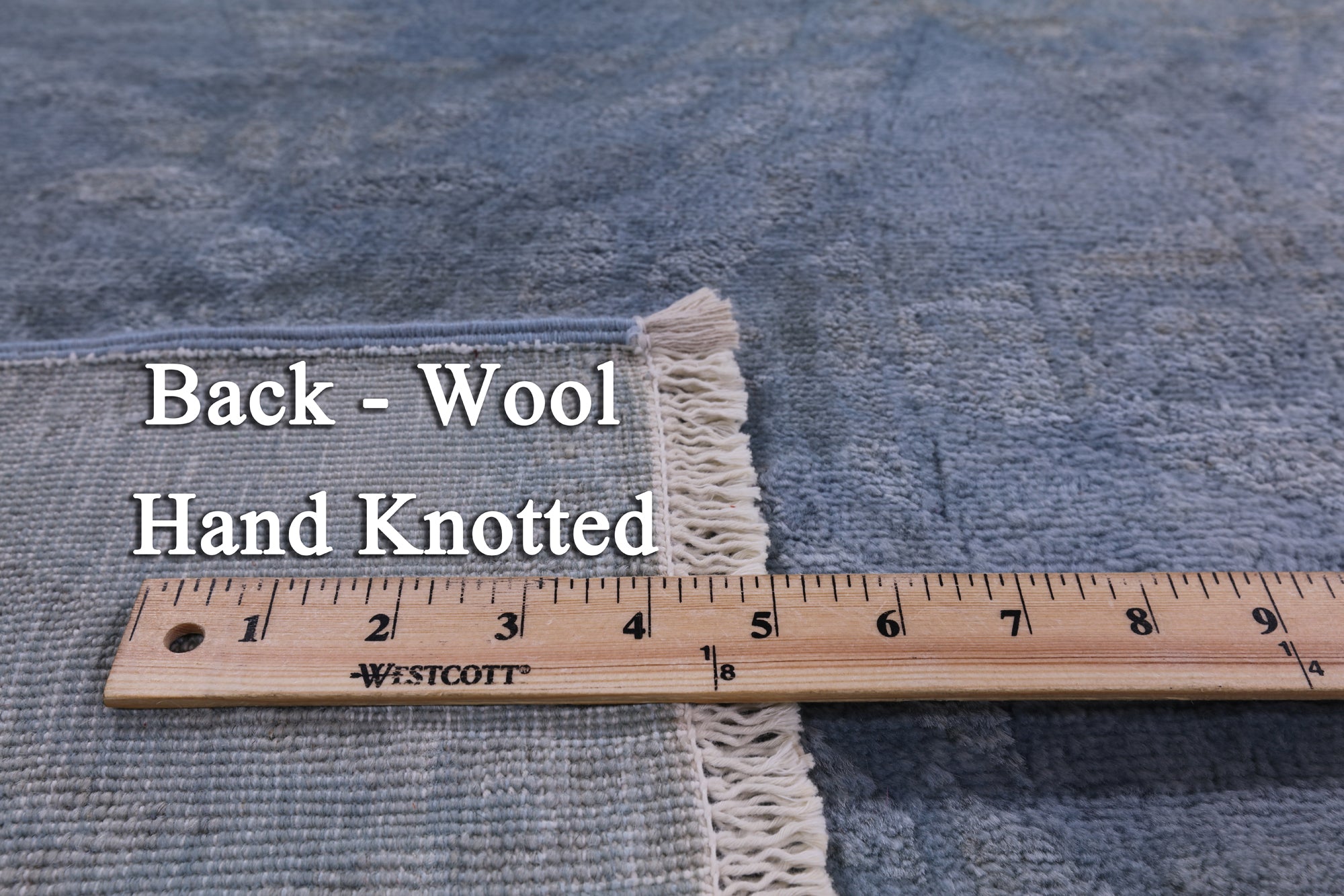 Blue Full Pile Overdyed Handmade Wool Rug - 9' 2" X 12' 3" - Golden Nile