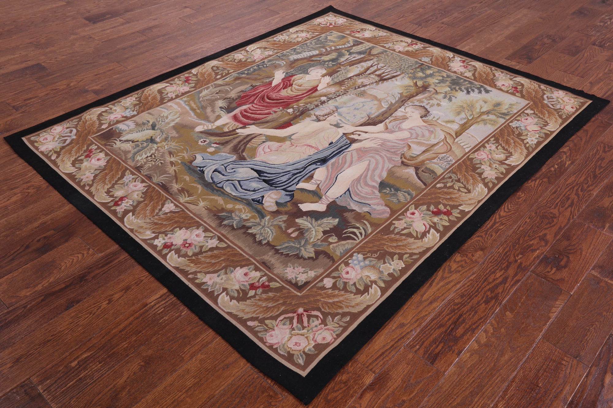 Women In The Forest Tapestry Handmade Rug - 5' 6" X 6' 6" - Golden Nile