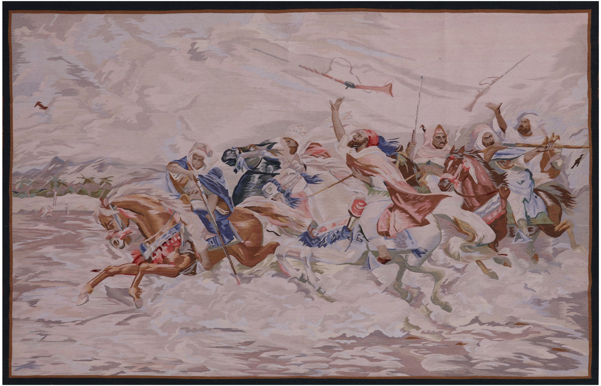 Men In The War Tapestry Handmade Rug - 5' 0" X 7' 8" - Golden Nile