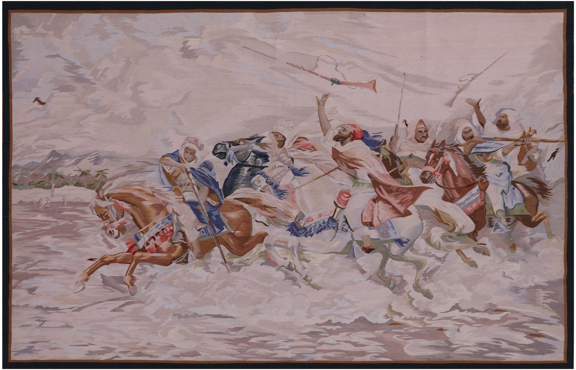 Men In The War Tapestry Handmade Rug - 5' 0" X 7' 8" - Golden Nile