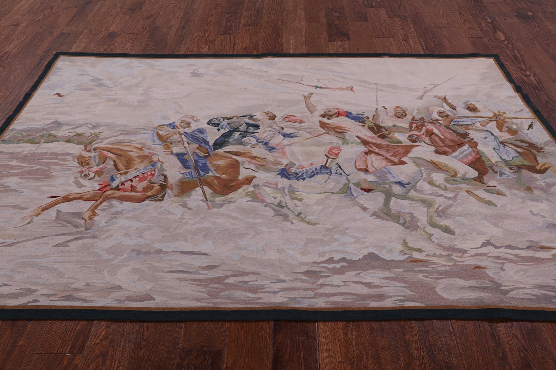 Men In The War Tapestry Handmade Rug - 5' 0" X 7' 8" - Golden Nile