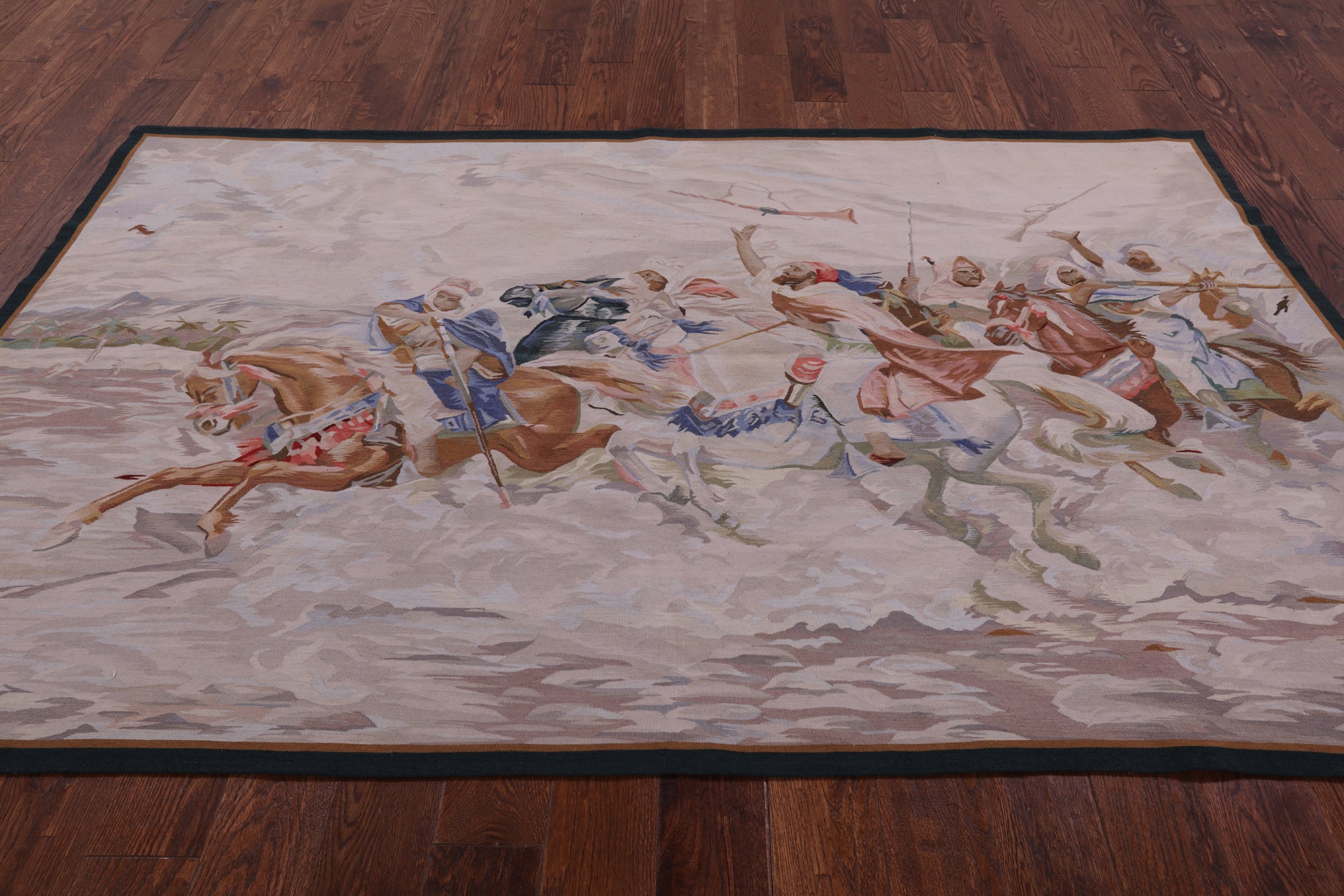Men In The War Tapestry Handmade Rug - 5' 0" X 7' 8" - Golden Nile