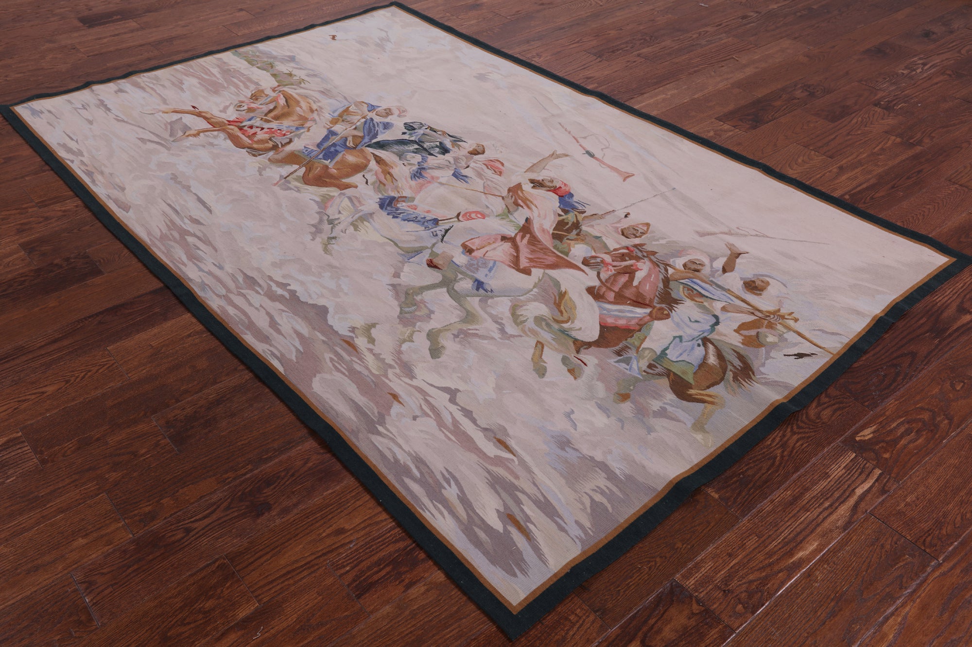 Men In The War Tapestry Handmade Rug - 5' 0" X 7' 8" - Golden Nile
