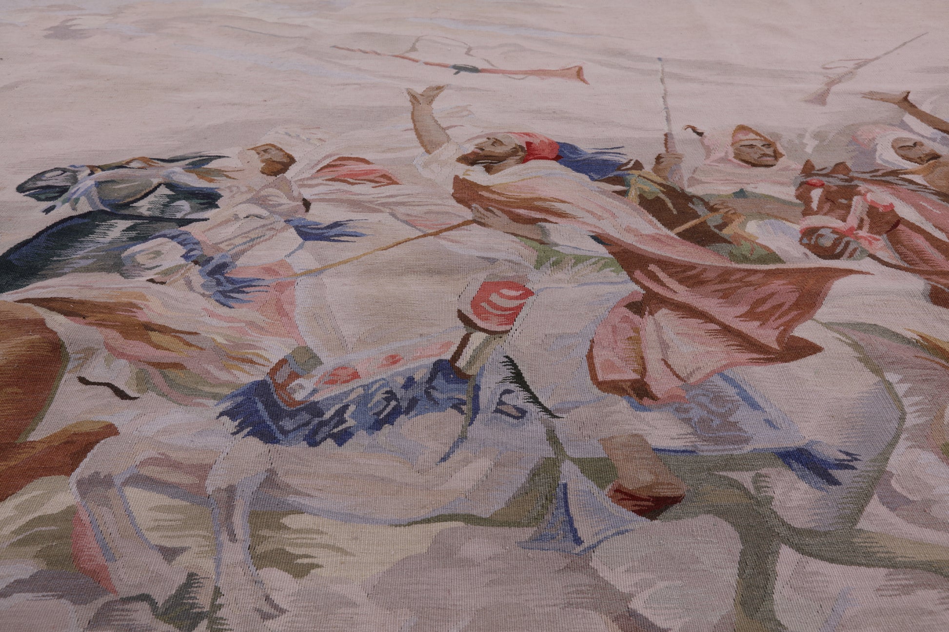 Men In The War Tapestry Handmade Rug - 5' 0" X 7' 8" - Golden Nile