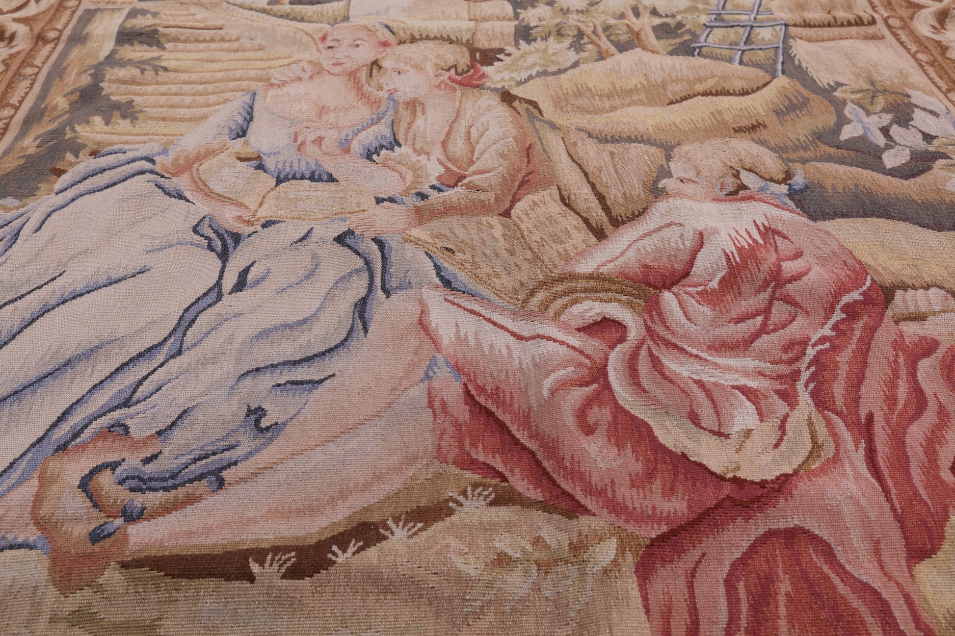 Reading Time In The Garden Tapestry Handmade Rug - 4' 1" X 8' 1" - Golden Nile