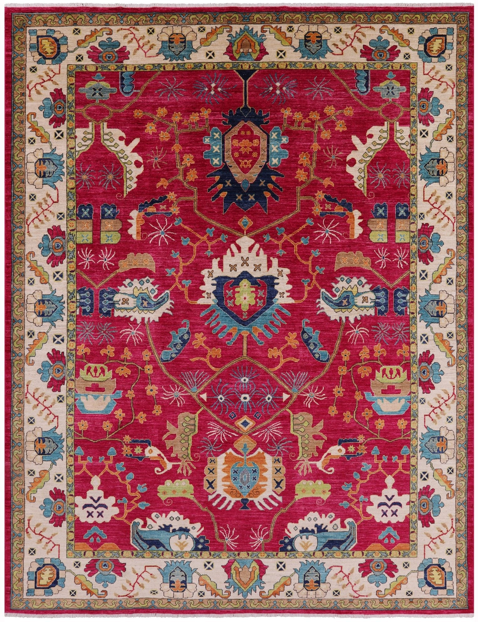 Pink Fine Serapi Hand Knotted Wool Rug - 9' 3" X 12' 1" - Golden Nile