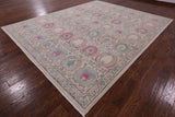 Ivory William Morris Hand Knotted Wool Rug - 9' 1" X 11' 4" - Golden Nile