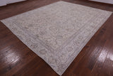 Ivory Persian Vintage White Wash Hand Knotted Wool Rug - 10' 1" X 12' 5" - Golden Nile