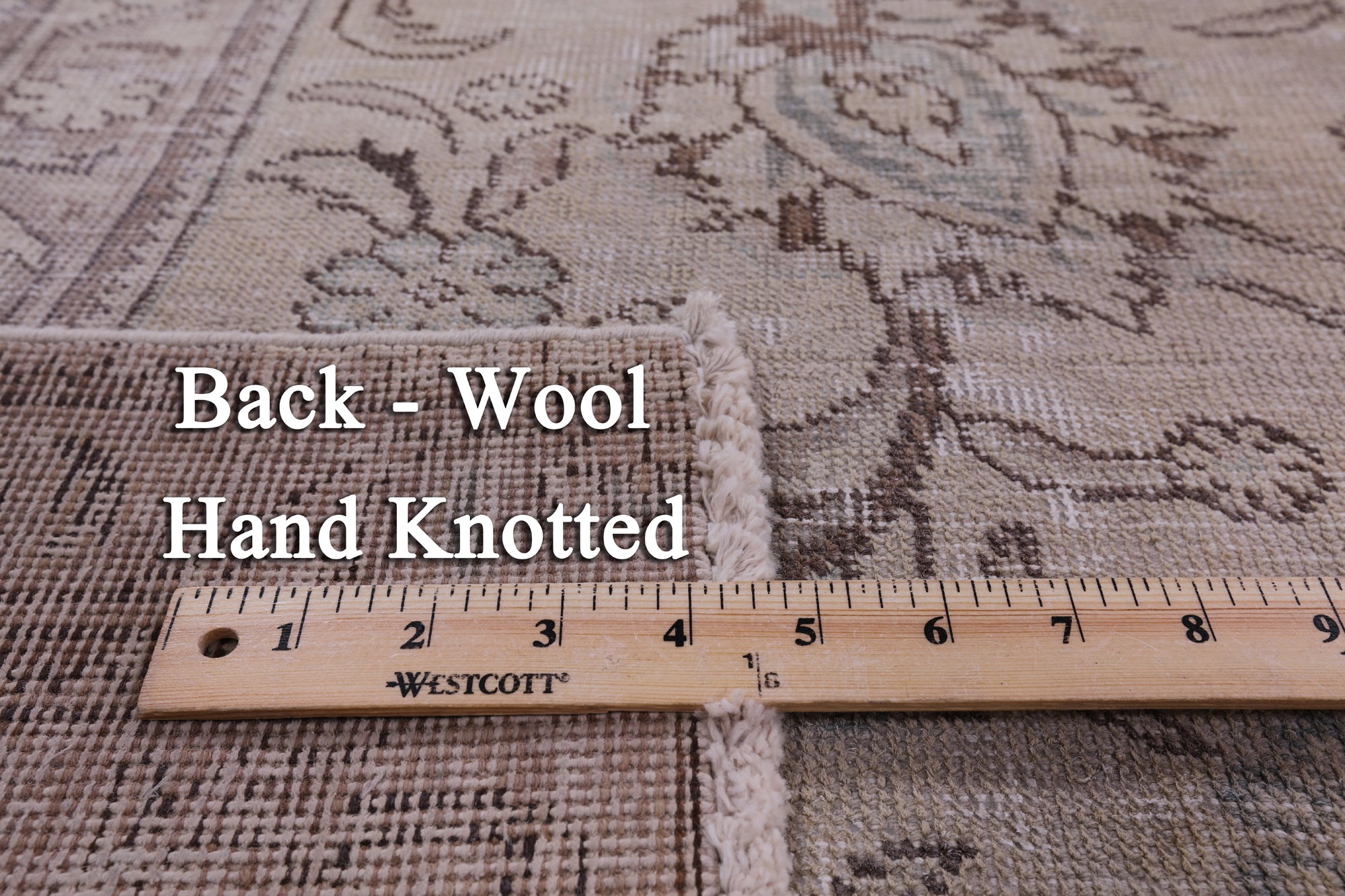 Ivory Persian Vintage White Wash Hand Knotted Wool Rug - 10' 1" X 12' 5" - Golden Nile