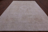 Ivory Persian Vintage White Wash Hand Knotted Wool Rug - 9' 7" X 12' 6" - Golden Nile