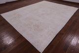 Ivory Persian Vintage White Wash Hand Knotted Wool Rug - 9' 7" X 12' 6" - Golden Nile