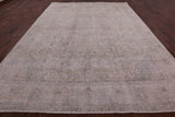 Ivory Persian Vintage White Wash Hand Knotted Wool Rug - 9' 5" X 12' 8" - Golden Nile