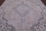 Ivory Persian Vintage White Wash Hand Knotted Wool Rug - 9' 7" X 12' 2" - Golden Nile