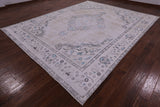Ivory Persian Vintage White Wash Hand Knotted Wool Rug - 9' 7" X 12' 2" - Golden Nile