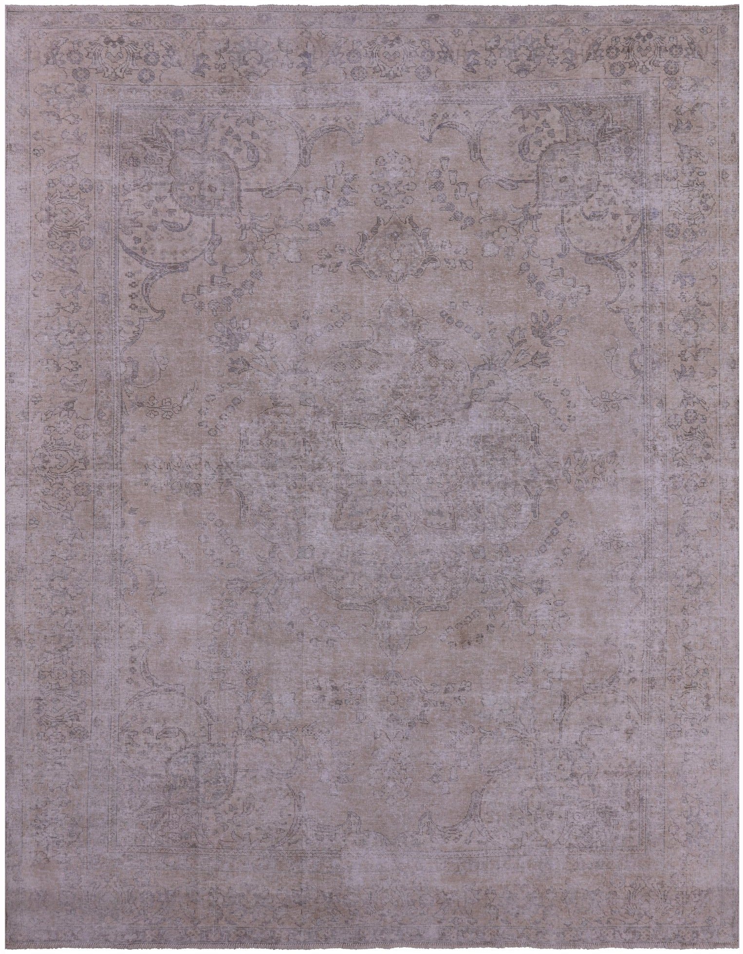 Ivory Persian Vintage White Wash Hand Knotted Wool Rug - 9' 7" X 12' 3" - Golden Nile