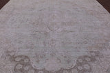 Ivory Persian Vintage White Wash Hand Knotted Wool Rug - 9' 6" X 12' 1" - Golden Nile