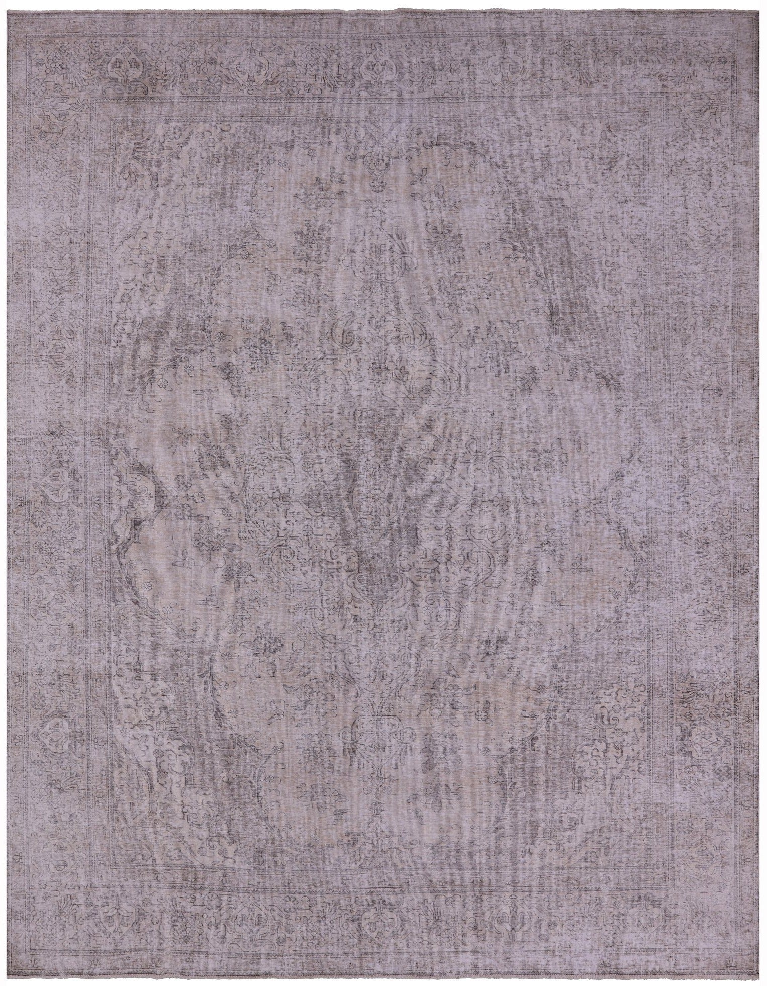 Ivory Persian Vintage White Wash Hand Knotted Wool Rug - 9' 6" X 12' 3" - Golden Nile
