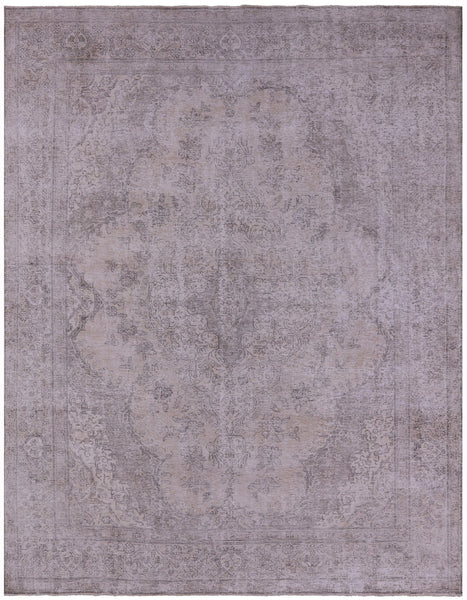 Ivory Persian Vintage White Wash Hand Knotted Wool Rug - 9' 6" X 12' 3" - Golden Nile