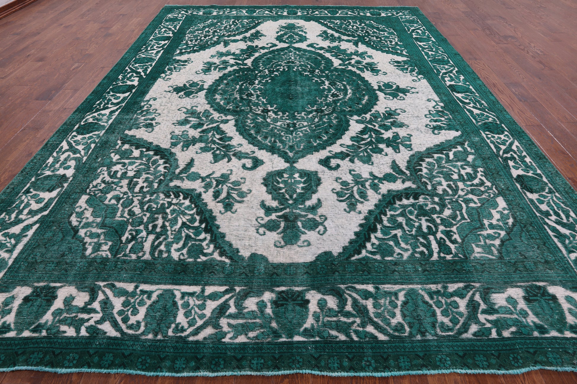 Green Persian Overdyed Hand Knotted Wool Rug - 9' 7" X 12' 10" - Golden Nile