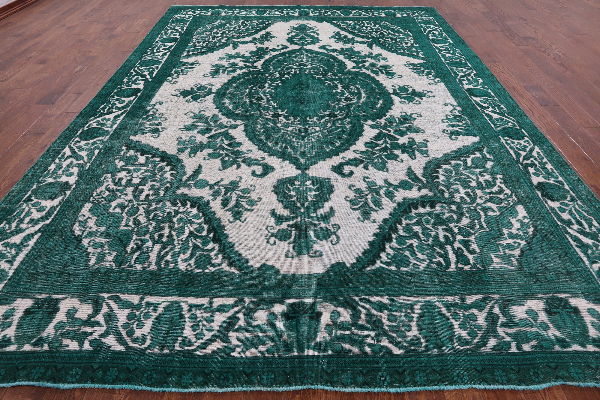 Green Persian Overdyed Hand Knotted Wool Rug - 9' 7" X 12' 10" - Golden Nile