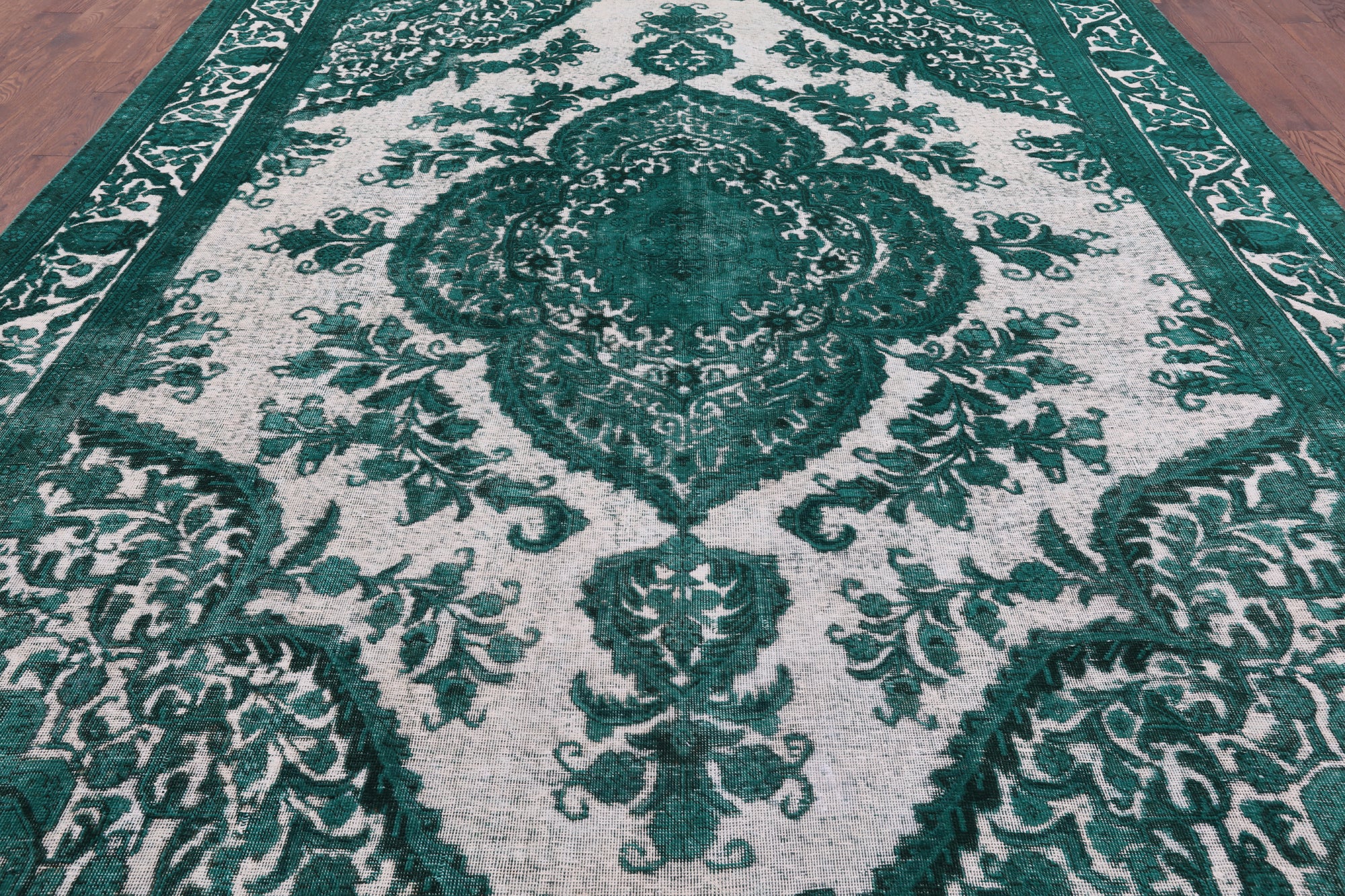 Green Persian Overdyed Hand Knotted Wool Rug - 9' 7" X 12' 10" - Golden Nile