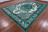Green Persian Overdyed Hand Knotted Wool Rug - 9' 7" X 12' 10" - Golden Nile