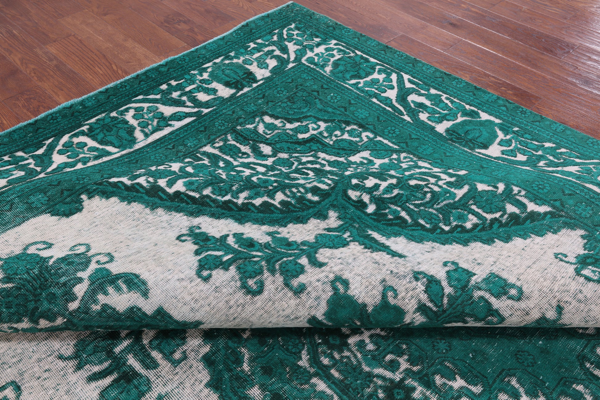 Green Persian Overdyed Hand Knotted Wool Rug - 9' 7" X 12' 10" - Golden Nile