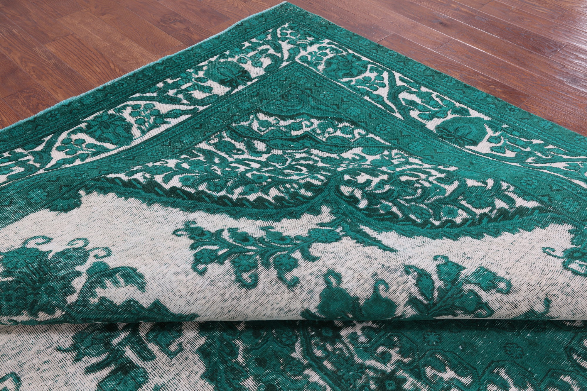 Green Persian Overdyed Hand Knotted Wool Rug - 9' 7" X 12' 10" - Golden Nile