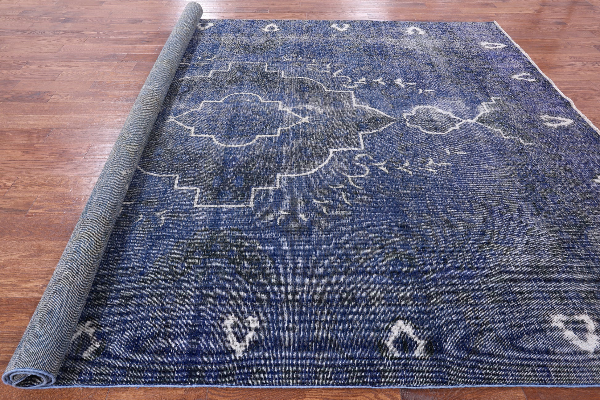 Blue Persian Overdyed Hand Knotted Wool Rug - 9' 4" X 12' 7" - Golden Nile