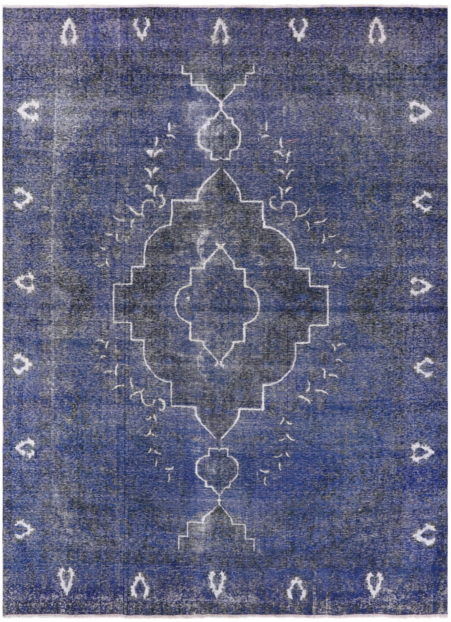 Blue Persian Overdyed Hand Knotted Wool Rug - 9' 4" X 12' 7" - Golden Nile