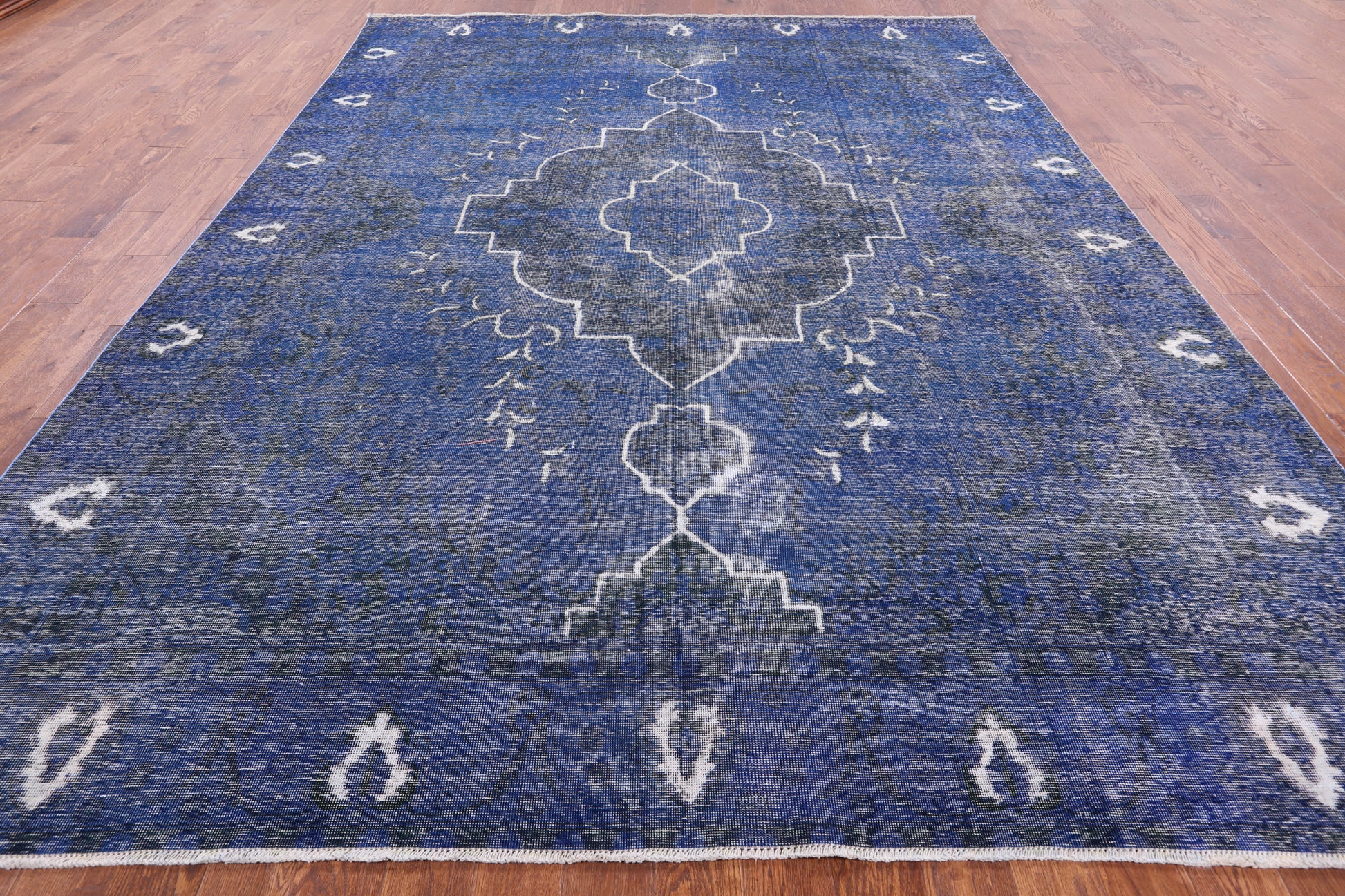 Blue Persian Overdyed Hand Knotted Wool Rug - 9' 4" X 12' 7" - Golden Nile
