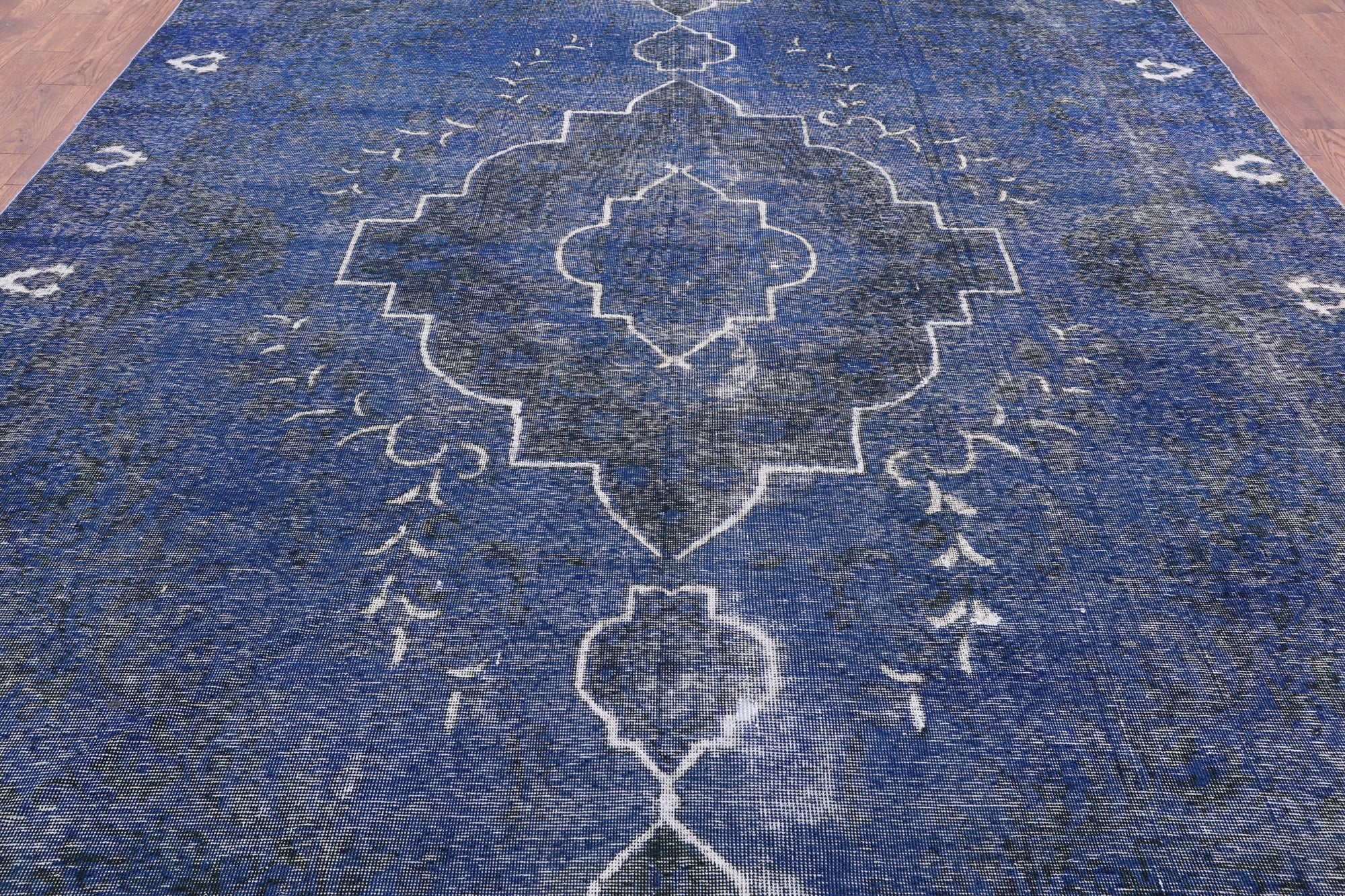 Blue Persian Overdyed Hand Knotted Wool Rug - 9' 4" X 12' 7" - Golden Nile