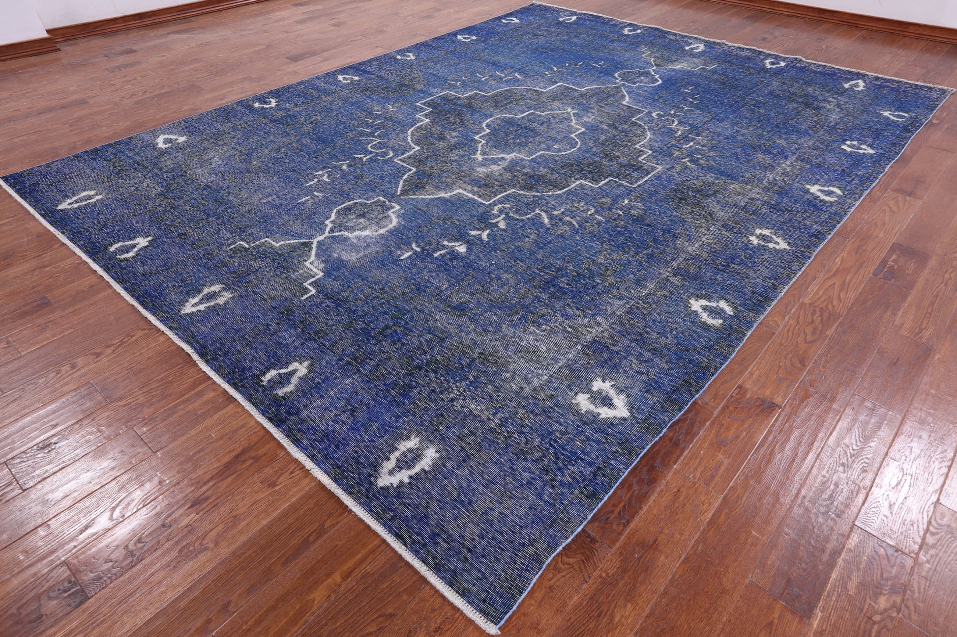 Blue Persian Overdyed Hand Knotted Wool Rug - 9' 4" X 12' 7" - Golden Nile