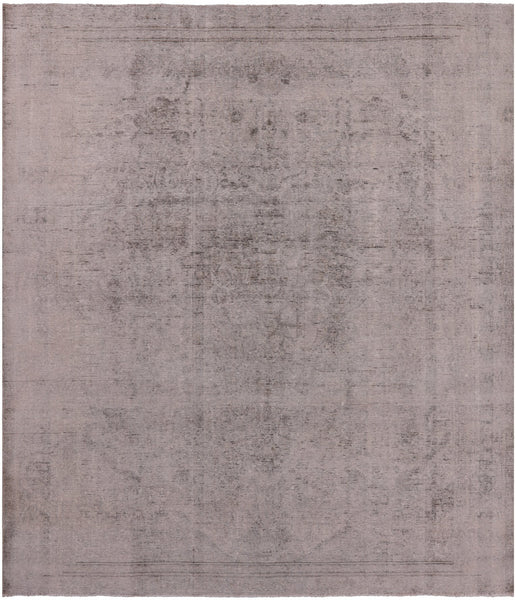 Ivory Persian Vintage White Wash Hand Knotted Wool Rug - 10' 1" X 11' 6" - Golden Nile