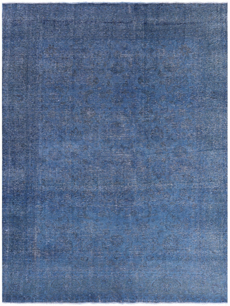 Blue Persian Overdyed Hand Knotted Wool Rug - 9' 2" X 12' 3" - Golden Nile