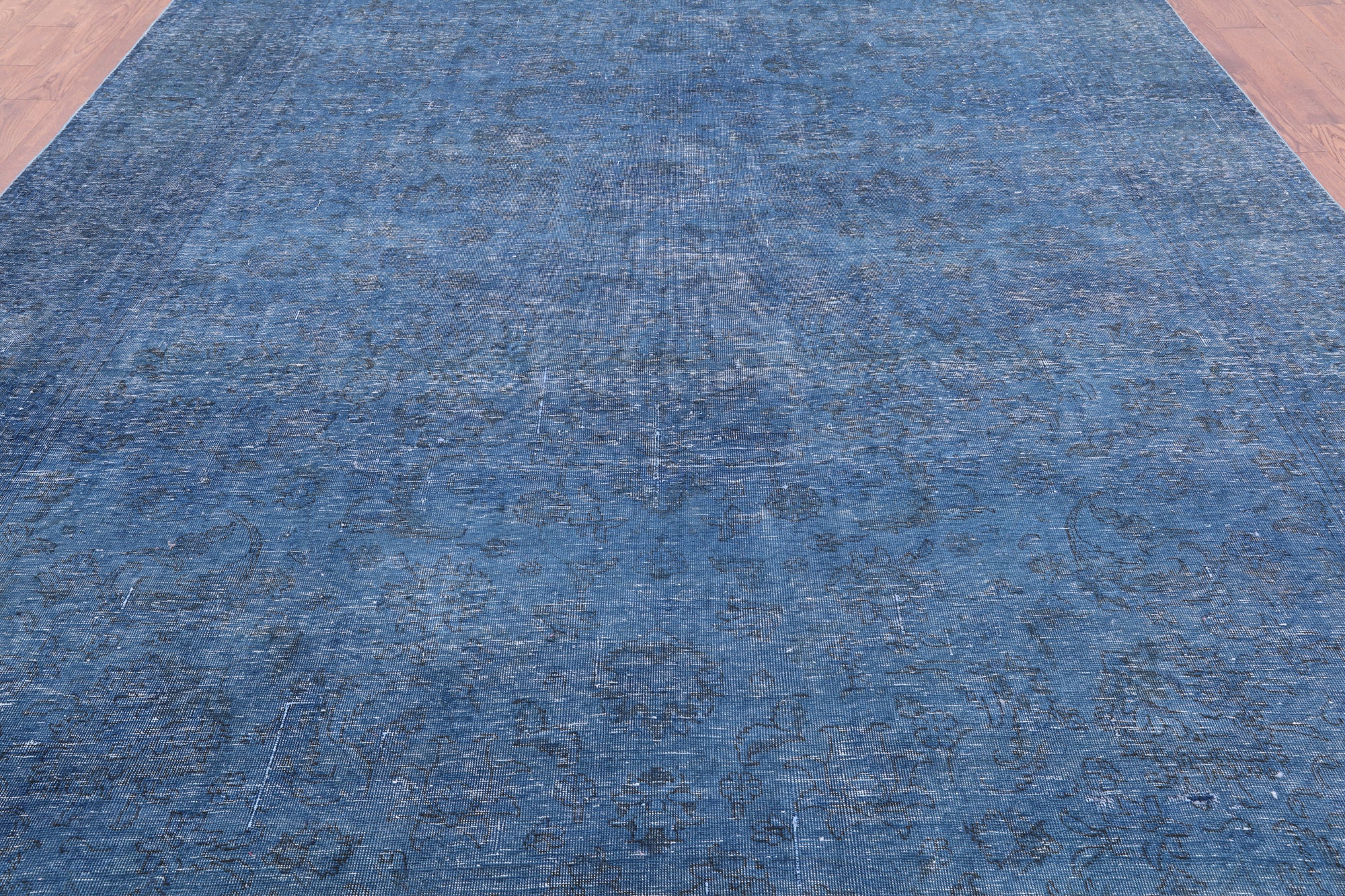 Blue Persian Overdyed Hand Knotted Wool Rug - 9' 2" X 12' 3" - Golden Nile