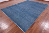 Blue Persian Overdyed Hand Knotted Wool Rug - 9' 2" X 12' 3" - Golden Nile