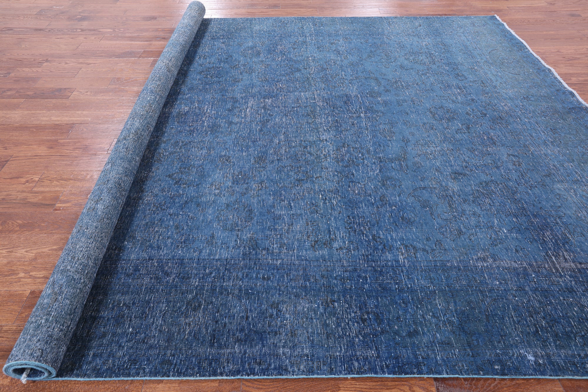 Blue Persian Overdyed Hand Knotted Wool Rug - 9' 2" X 12' 3" - Golden Nile