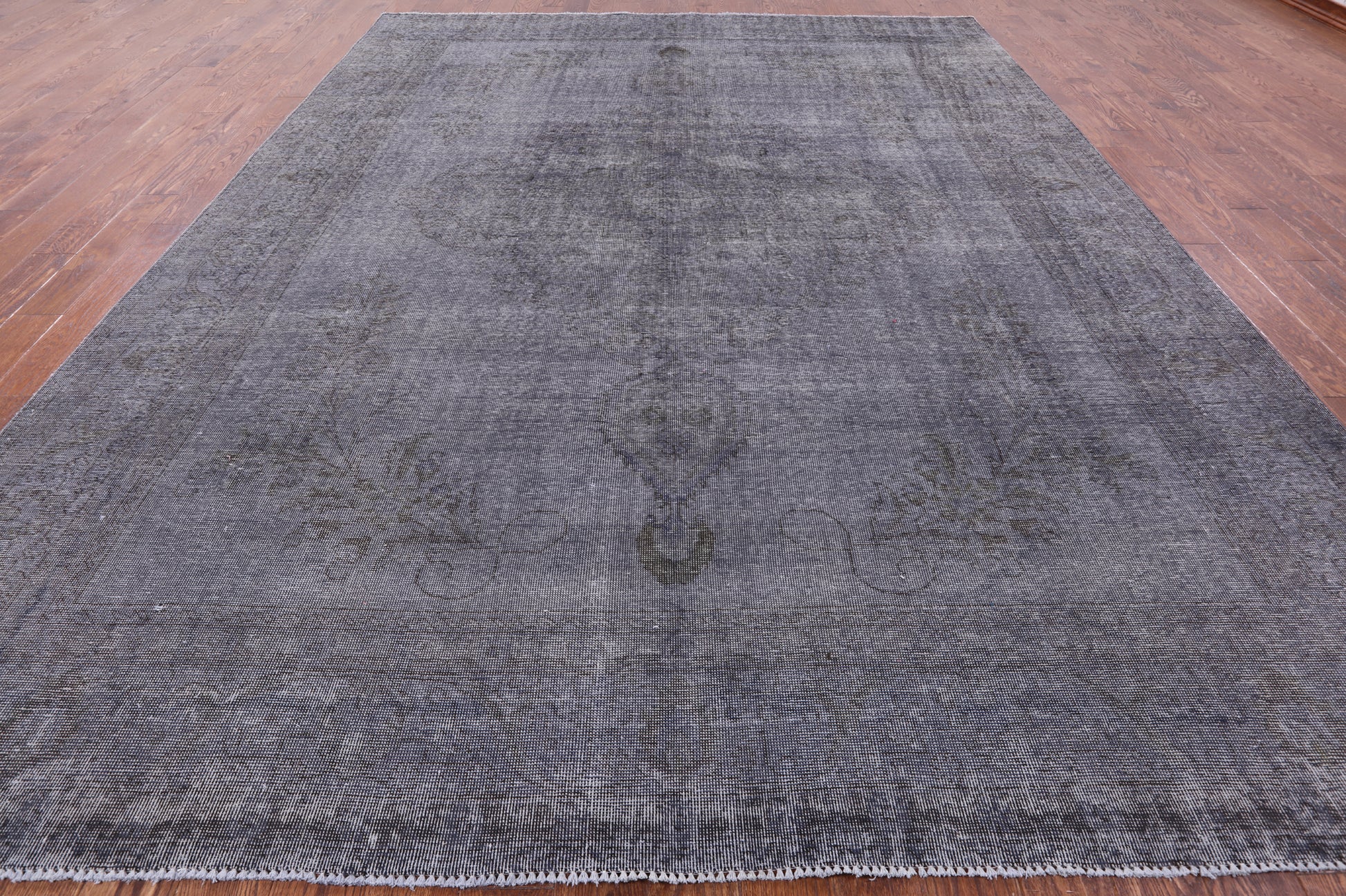 Grey Persian Overdyed Hand Knotted Wool Rug - 9' 8" X 12' 10" - Golden Nile