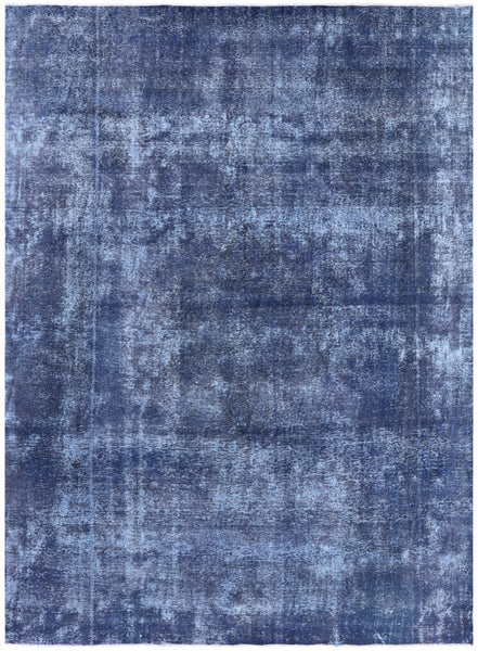 Blue Persian Overdyed Hand Knotted Wool Rug - 9' 3" X 12' 6" - Golden Nile