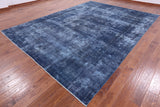 Blue Persian Overdyed Hand Knotted Wool Rug - 9' 3" X 12' 6" - Golden Nile