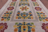 Ivory William Morris Wool & Silk Area Rug - 9' 1" X 12' 4" - Golden Nile