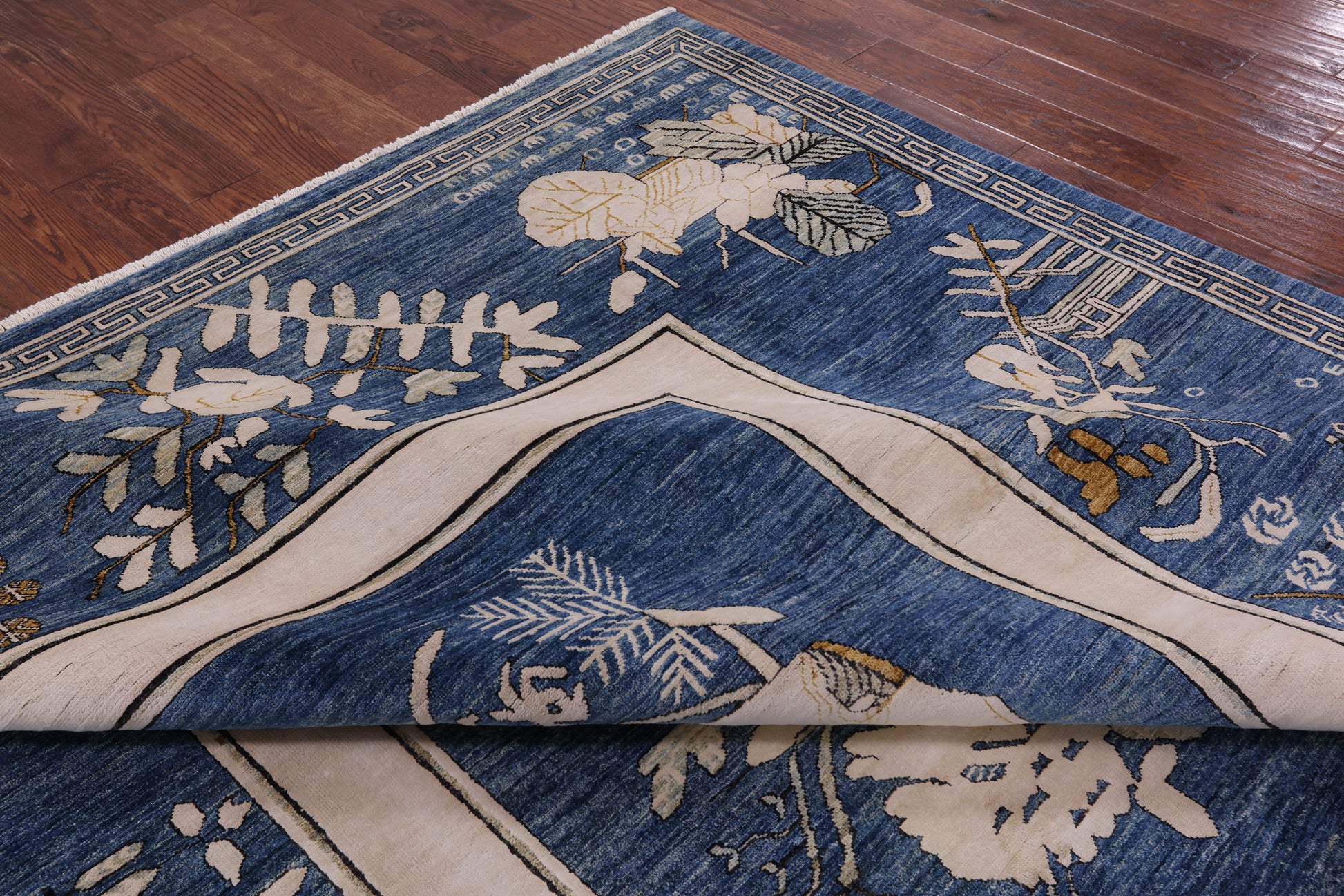 Blue Contemporary Handmade Wool & Silk Rug - 9' 1" X 11' 8" - Golden Nile