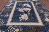 Blue Contemporary Handmade Wool & Silk Rug - 9' 1" X 11' 8" - Golden Nile